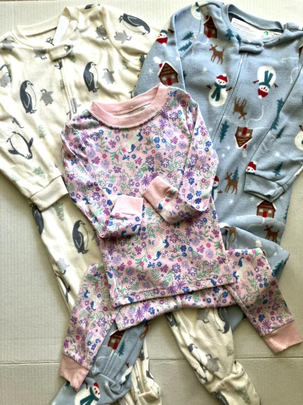 3T Carter's Footie Pajamas* & Wonder Nation Cotton Long Sleeve Pajama Set Bundle